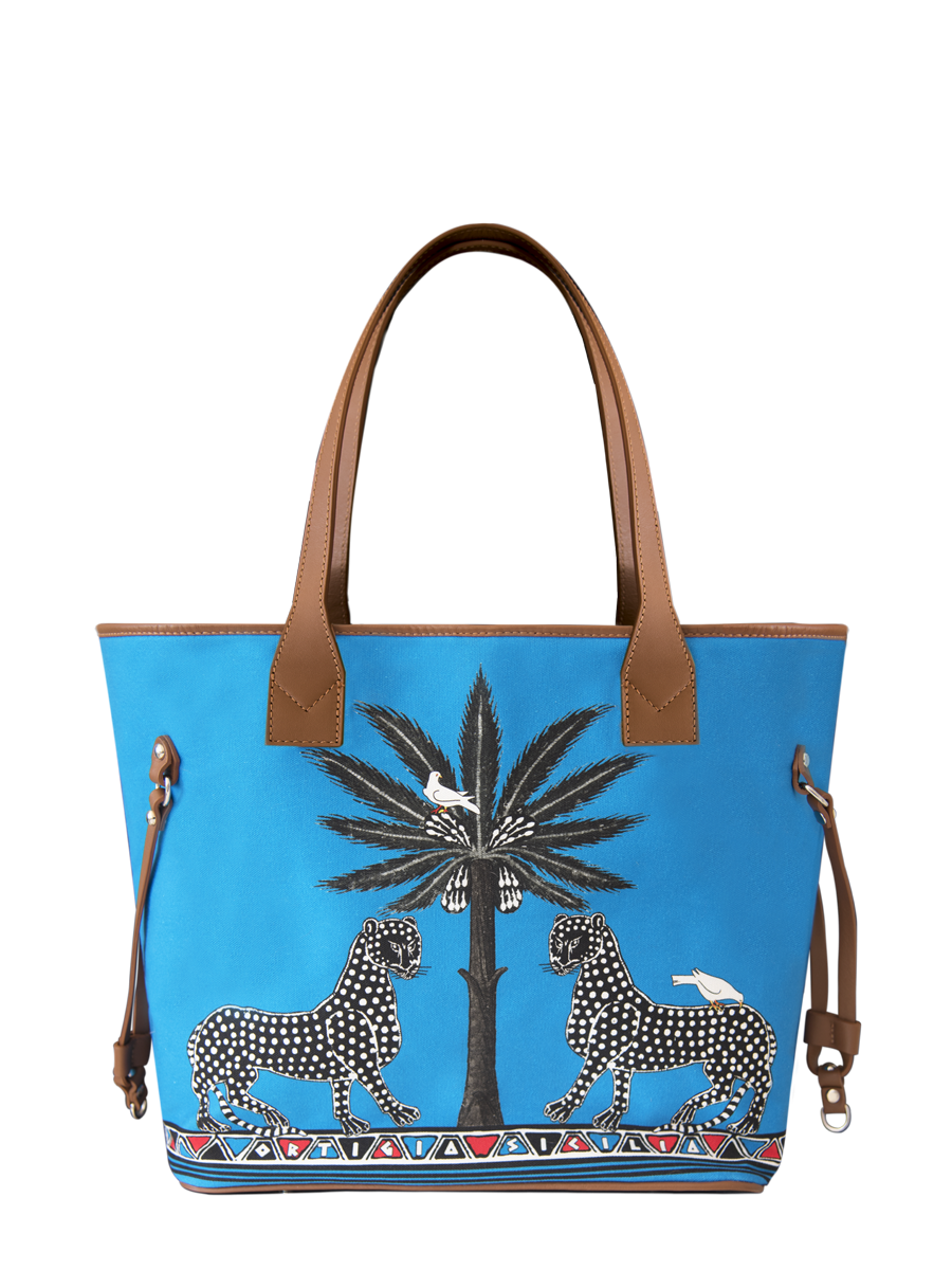 Canvas Tote Gattopardo Blue 