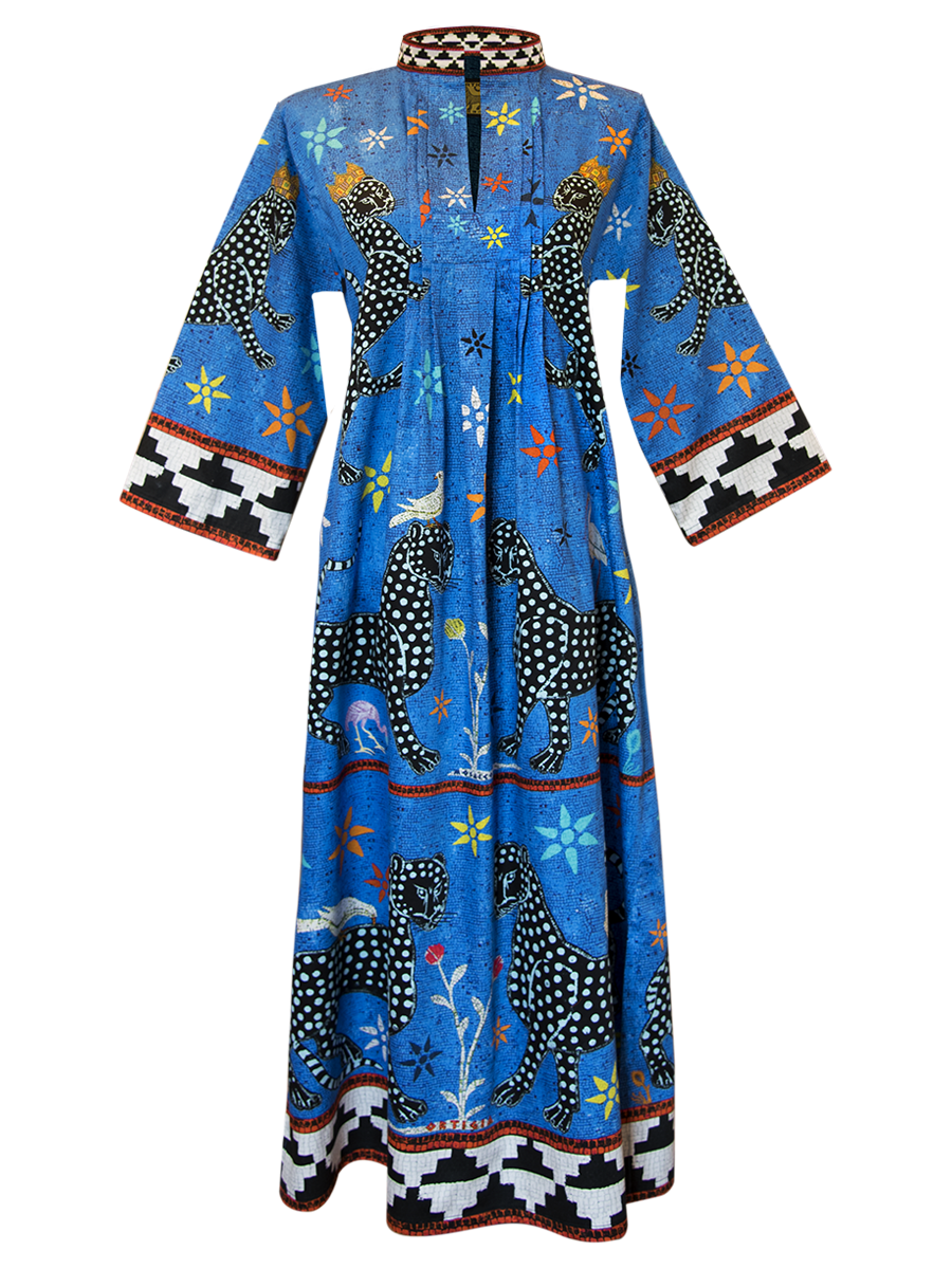 Cotton Blu Negativo Mosaic Kaftan