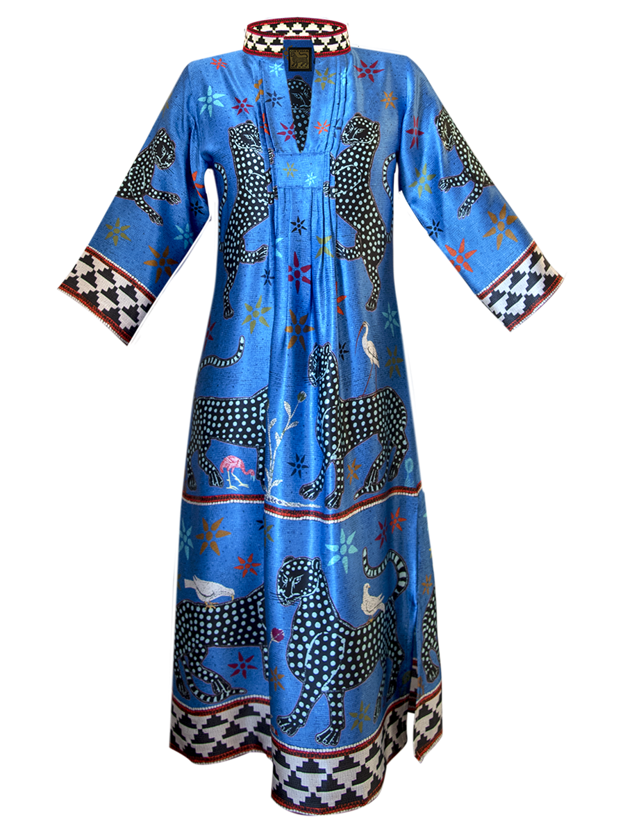 Silk Blue Mosaic Kaftan