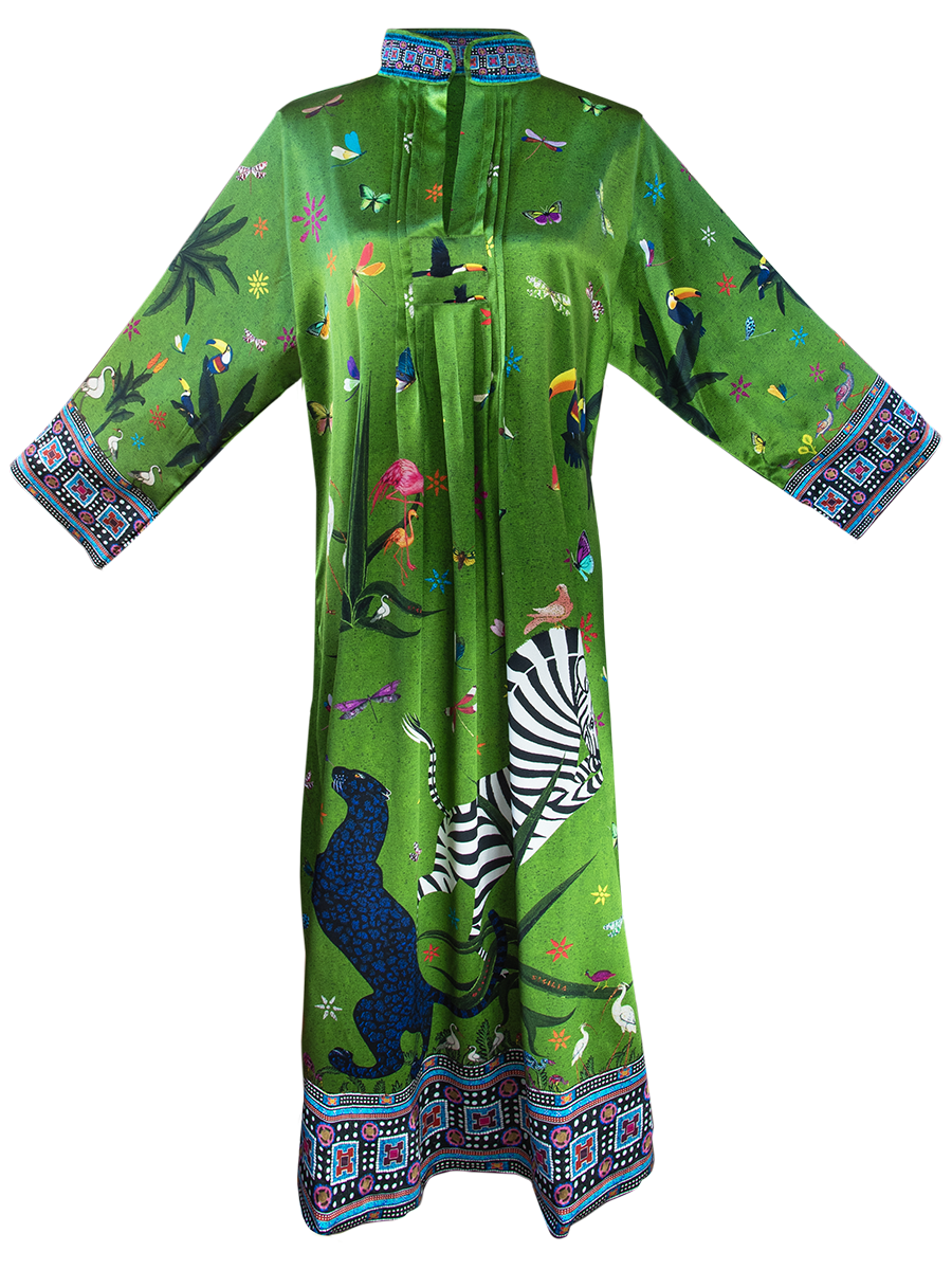 Silk Jungle Green Kaftan