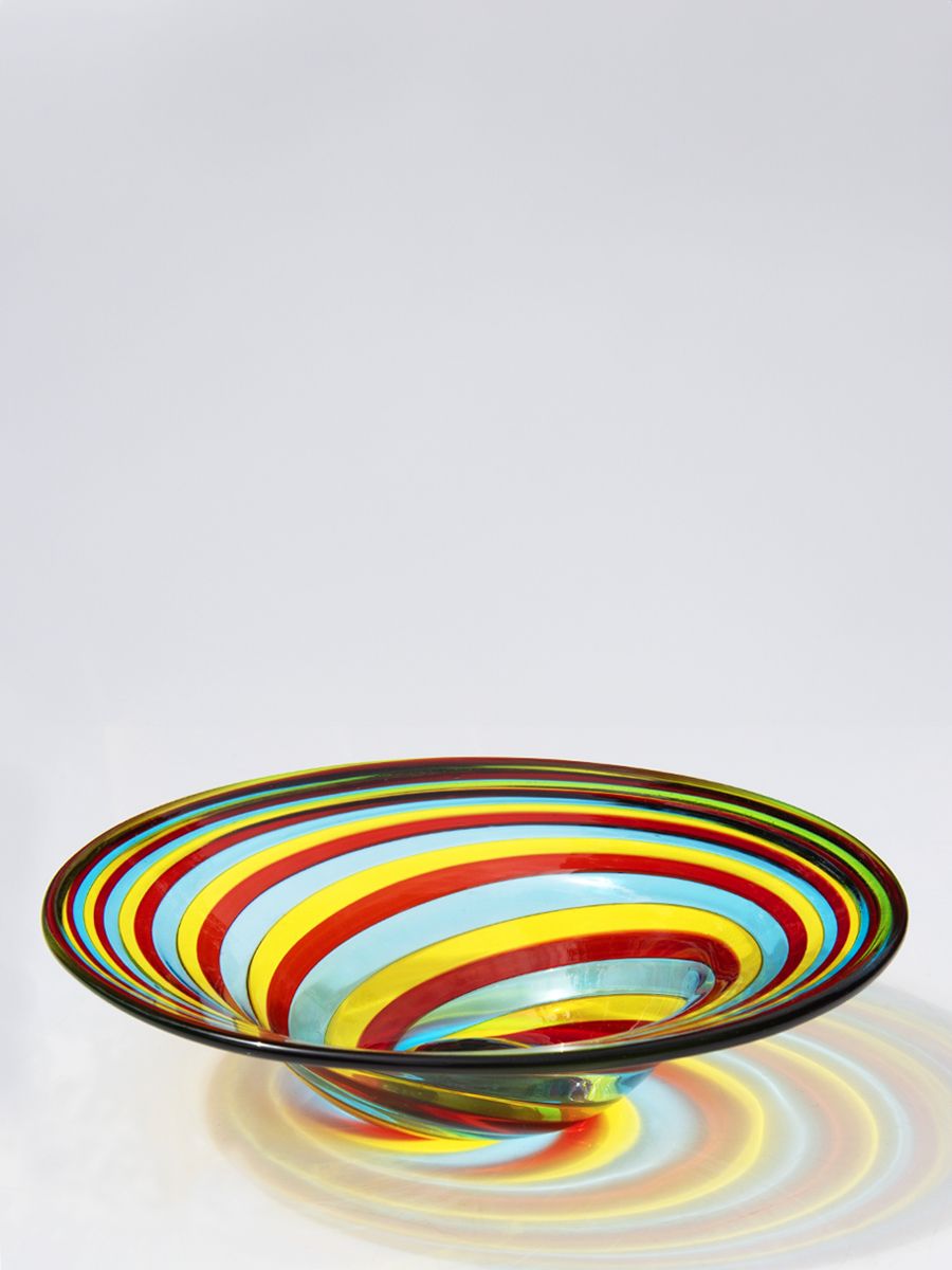 Murano Dish Red, Yellow & Celeste