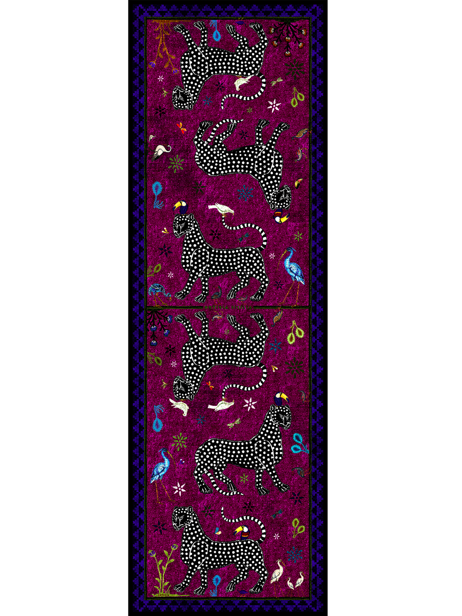 Ocelot Velvet Scarf Pink Cardinale 200x70cm