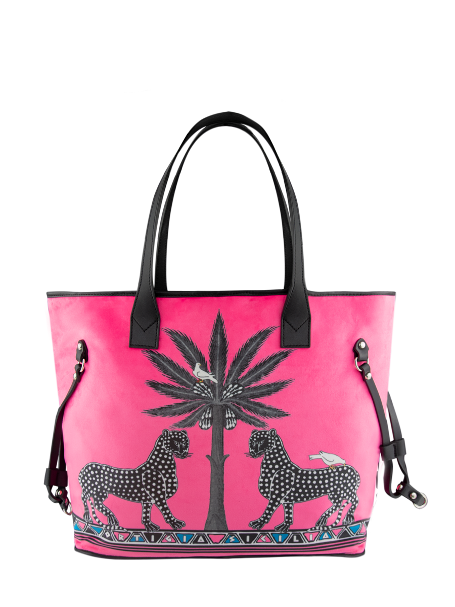 Velvet Tote Gattopardo Pink