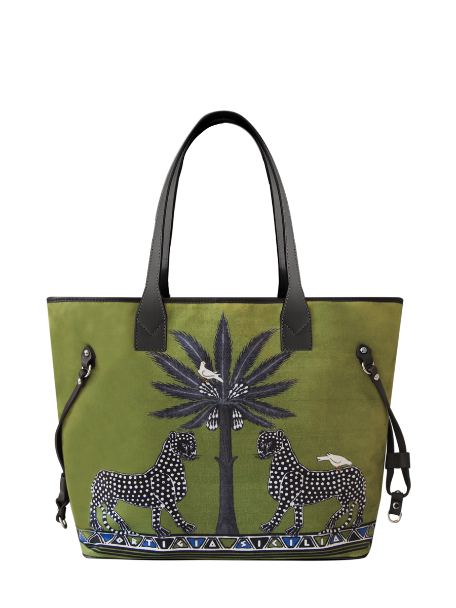 Velvet Tote Gattopardo Green