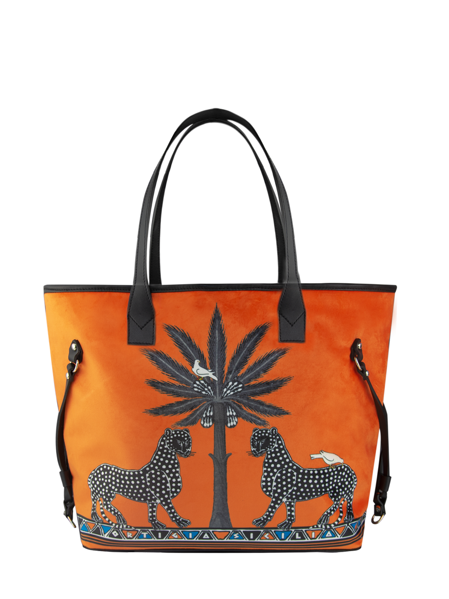 Velvet Tote Gattopardo Orange