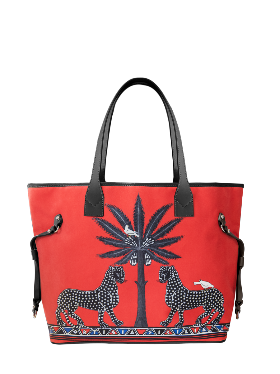 Velvet Tote Gattopardo Rosso