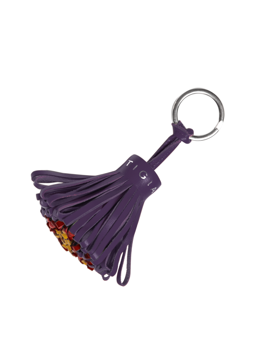 Pom Pom Keyring Viola Tricolore